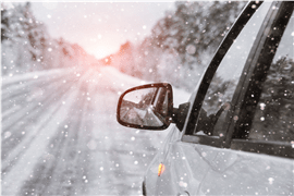 Close up of car on a snow covered road